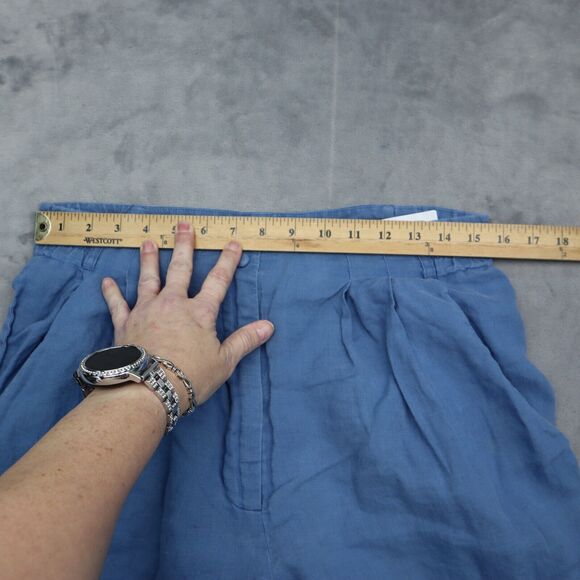 ISHU Shorts Womens 10 Blue Bermuda High Rise Elastic Waist Button Zip Pleated - Picture 4 of 15